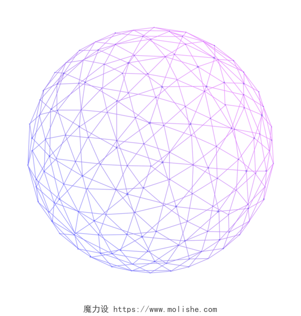  紫色渐变矢量曲线线条网格球体素